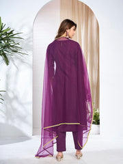 Women Ethnic Motifs Embroidered Regular Kurta with Trousers & With Dupatta