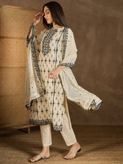 Women Ethnic Motifs Embroidered Regular Thread Work Kurta with Trousers & With Dupatta