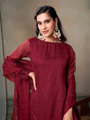 Women Ethnic Motifs Embroidered Regular Sequinned Kurta with Trousers & With Dupatta