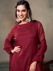 Women Ethnic Motifs Embroidered Regular Sequinned Kurta with Trousers & With Dupatta