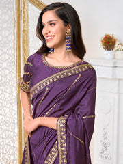 Striped Sequinned Silk Blend Saree