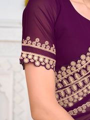 Embroidered Solid Ready to Wear Saree