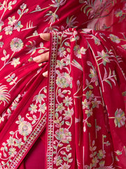 Floral Embroidered Sequinned Saree