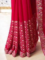 Floral Embroidered Sequinned Saree