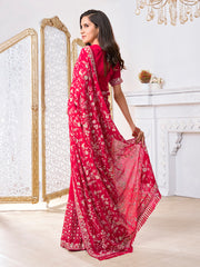 Floral Embroidered Sequinned Saree