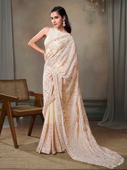 Floral Embroidered Sequinned Saree