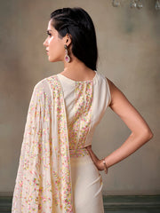 Floral Embroidered Sequinned Saree