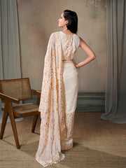 Floral Embroidered Sequinned Saree