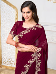 Embroidered Poly Georgette Saree