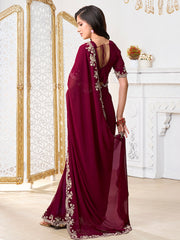 Embroidered Poly Georgette Saree