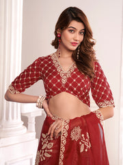 Ethnic Motif Embroidered Saree with Blouse