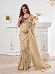 Ethnic Motifs Sequinned Organza Heavy Work Saree