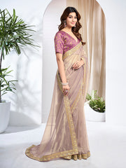 Sequinned Net Saree