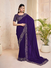 Sequinned Poly Georgette Saree