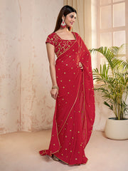 Floral Sequinned Poly Georgette Heavy Work Saree