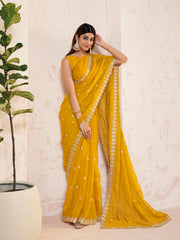 Floral Sequinned Organza Saree