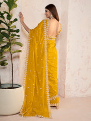 Floral Sequinned Organza Saree