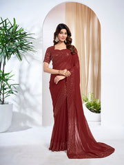 Embellished Sequinned Poly Georgette Saree