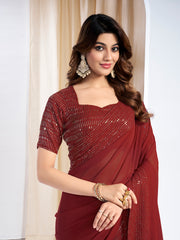 Embellished Sequinned Poly Georgette Saree