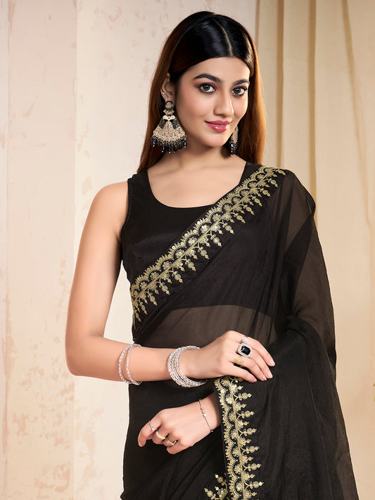 Sequinned Poly Georgette Saree