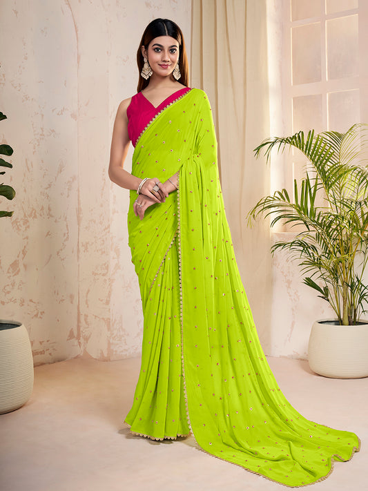 Floral Sequinned Saree