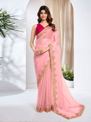 Floral Sequinned Organza Saree