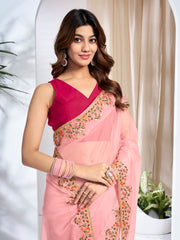 Floral Sequinned Organza Saree