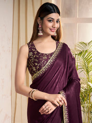 Embroidered Velvet Saree