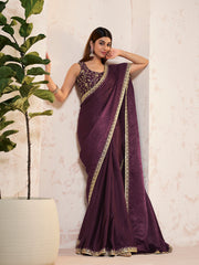 Embroidered Velvet Saree