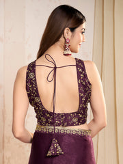 Embroidered Velvet Saree