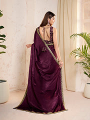 Embroidered Velvet Saree