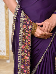 Mirror Work Satin Saree