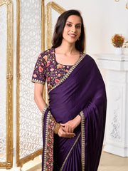 Mirror Work Satin Saree