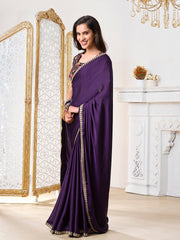 Mirror Work Satin Saree