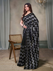 Black Sequinned Poly Georgette Saree