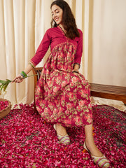 Women Floral Printed Empire A-Line Ethnic Dress