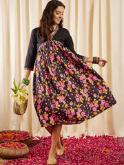 Women Floral Printed Pure Cotton A-line Midi Dress