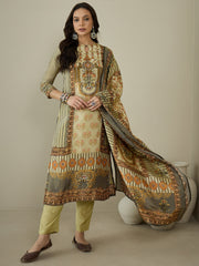 Women Floral Printed Regular Sequinned Kurta with Trousers & With Dupatta