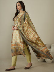 Women Floral Printed Regular Sequinned Kurta with Trousers & With Dupatta