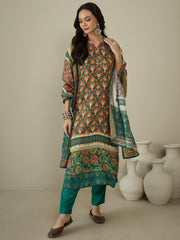 Women Floral Printed Regular Sequinned Kurta with Trousers & With Dupatta