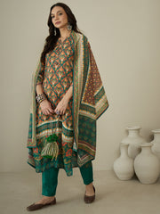 Women Floral Printed Regular Sequinned Kurta with Trousers & With Dupatta