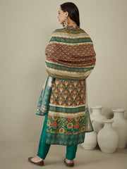 Women Floral Printed Regular Sequinned Kurta with Trousers & With Dupatta