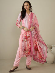 Women Floral Printed Regular Sequinned Kurta with Trousers & With Dupatta