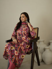 Women Floral Printed Regular Thread Work Kurta with Trousers & With Dupatta