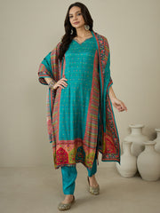 Women Floral Printed Regular Sequinned Kurta with Trousers & With Dupatta