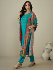 Women Floral Printed Regular Sequinned Kurta with Trousers & With Dupatta