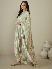 Women Floral Printed Regular Beads and Stones Kurta with Trousers & With Dupatta