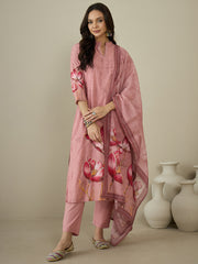 Women Floral Printed Regular Sequinned Kurta with Trousers & With Dupatta