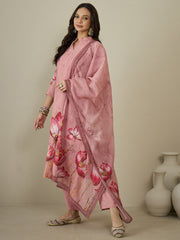 Women Floral Printed Regular Sequinned Kurta with Trousers & With Dupatta