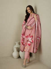 Women Floral Printed Regular Sequinned Kurta with Trousers & With Dupatta